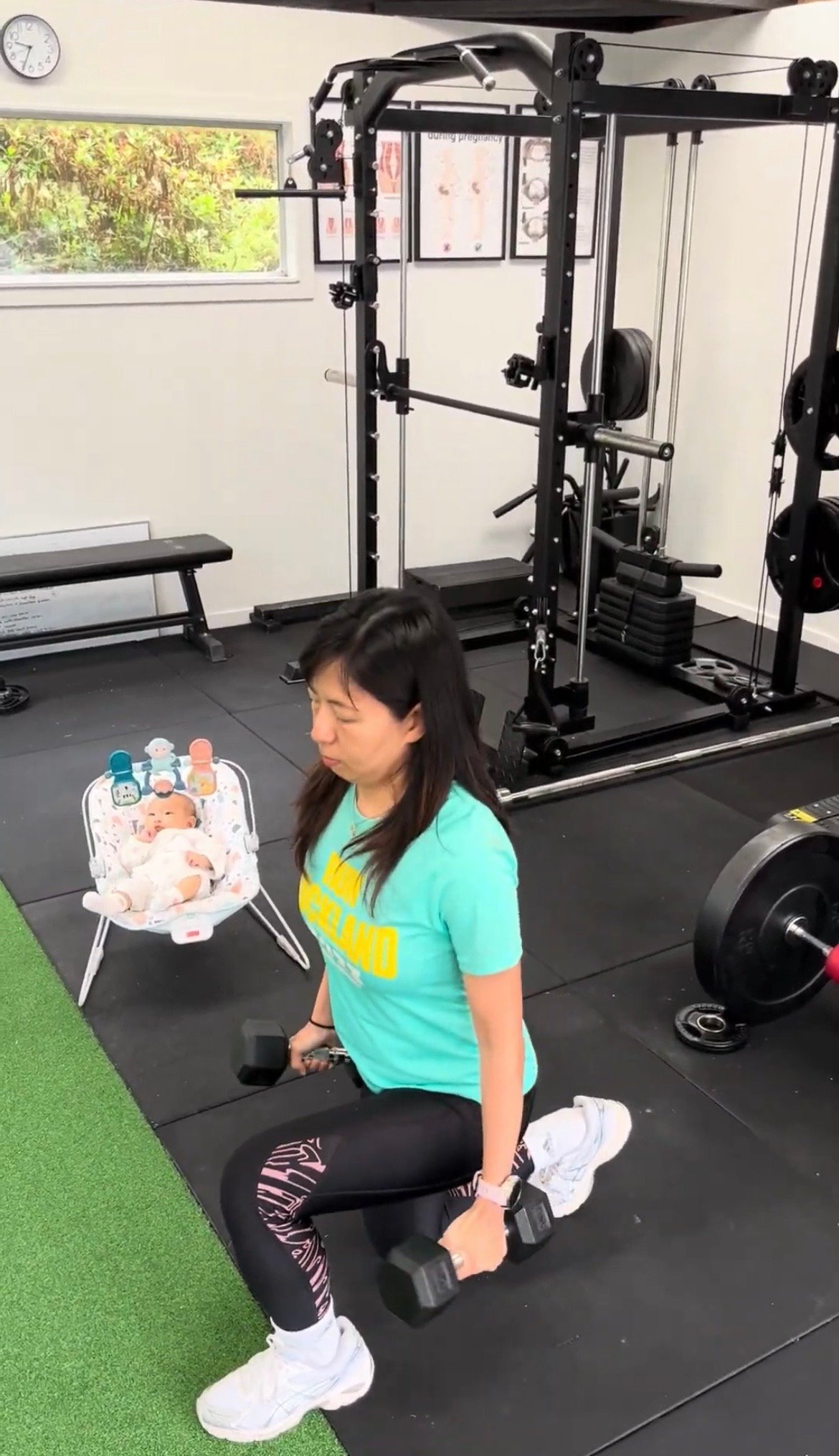 Just for mums client - postpartum lunges with baby