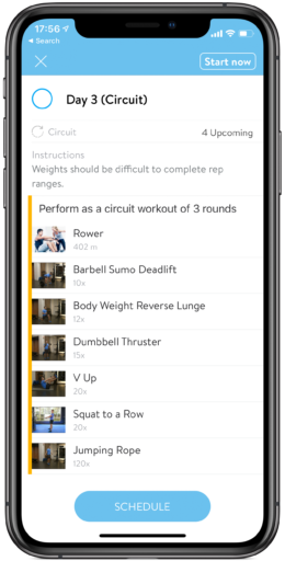 trainerize app image - workout routine