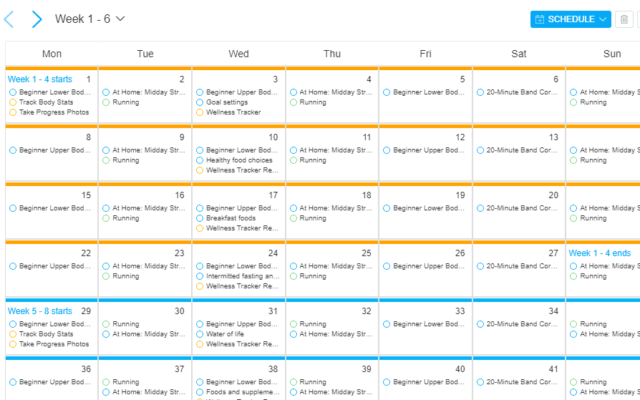 weight loss programme with nutrition calendar